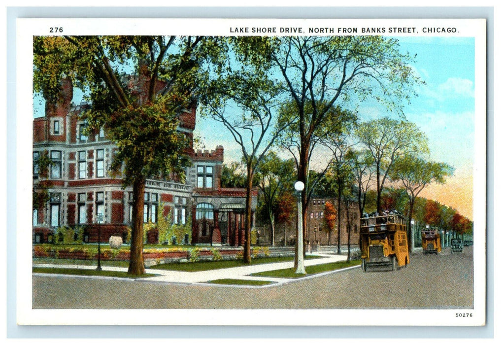 c1920s Lake Shore Drive North from Banks Street, Chicago Illinois IL Postcard