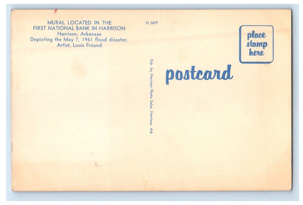 First National Bank In Harrison Arkansas AR, Louis Freund Artists Postcard
