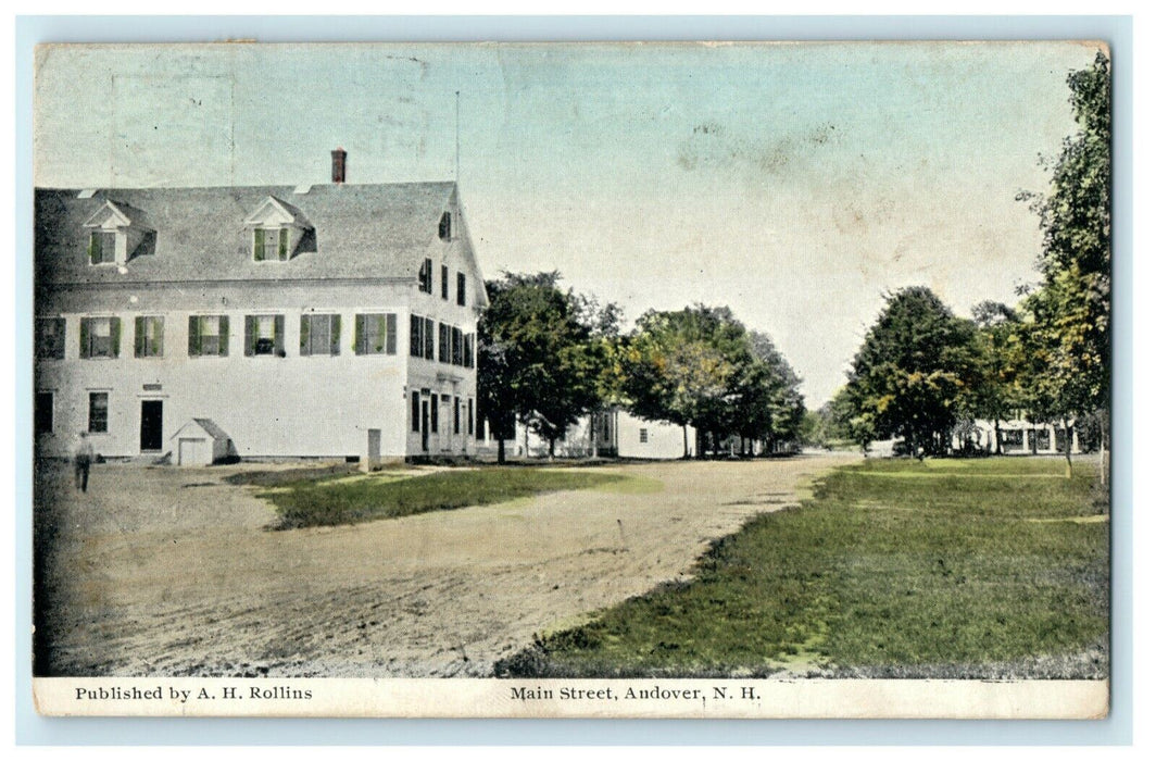 1912 Main Street Andover New Hampshire NH A.H. Rollins Posted Postcard