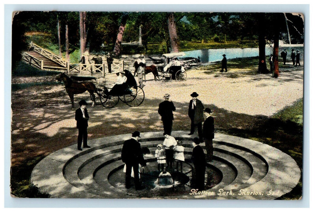 1910 Matters Park Horse And Buggy Marion Indiana IN Posted Antique Postcard