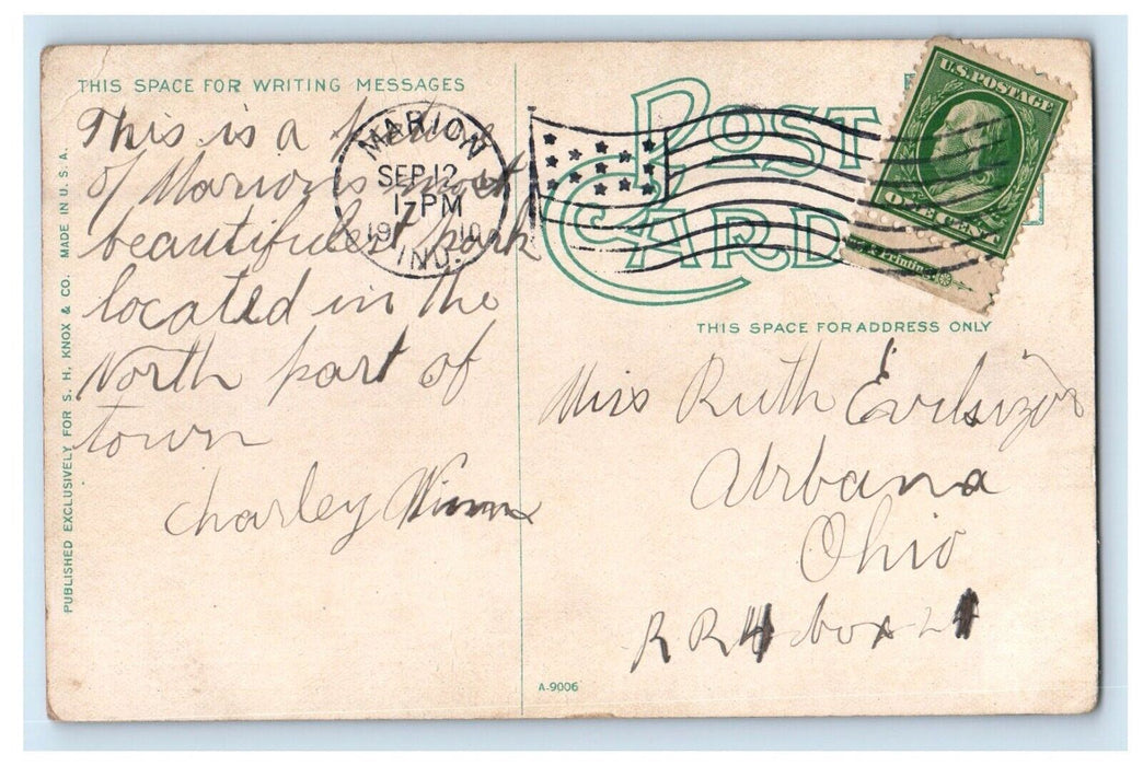 1910 Matters Park Horse And Buggy Marion Indiana IN Posted Antique Postcard