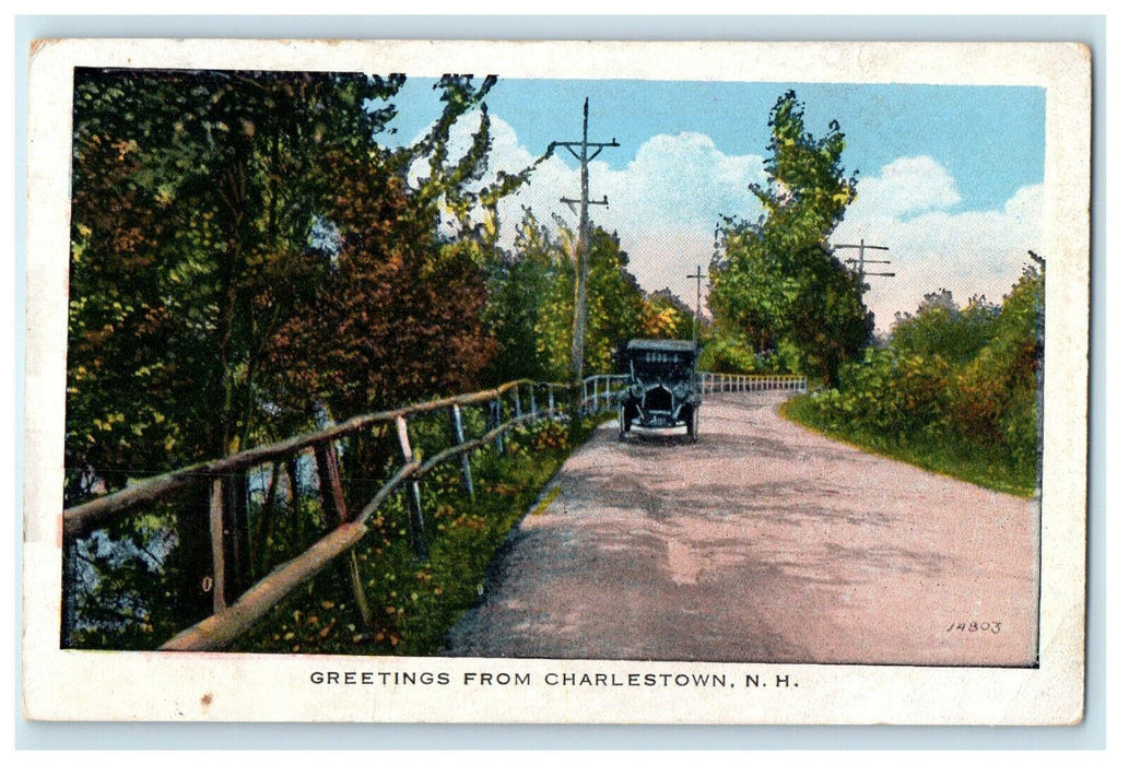 1930 Greetings from Charlestown New Hampshire NH Posted Postcard