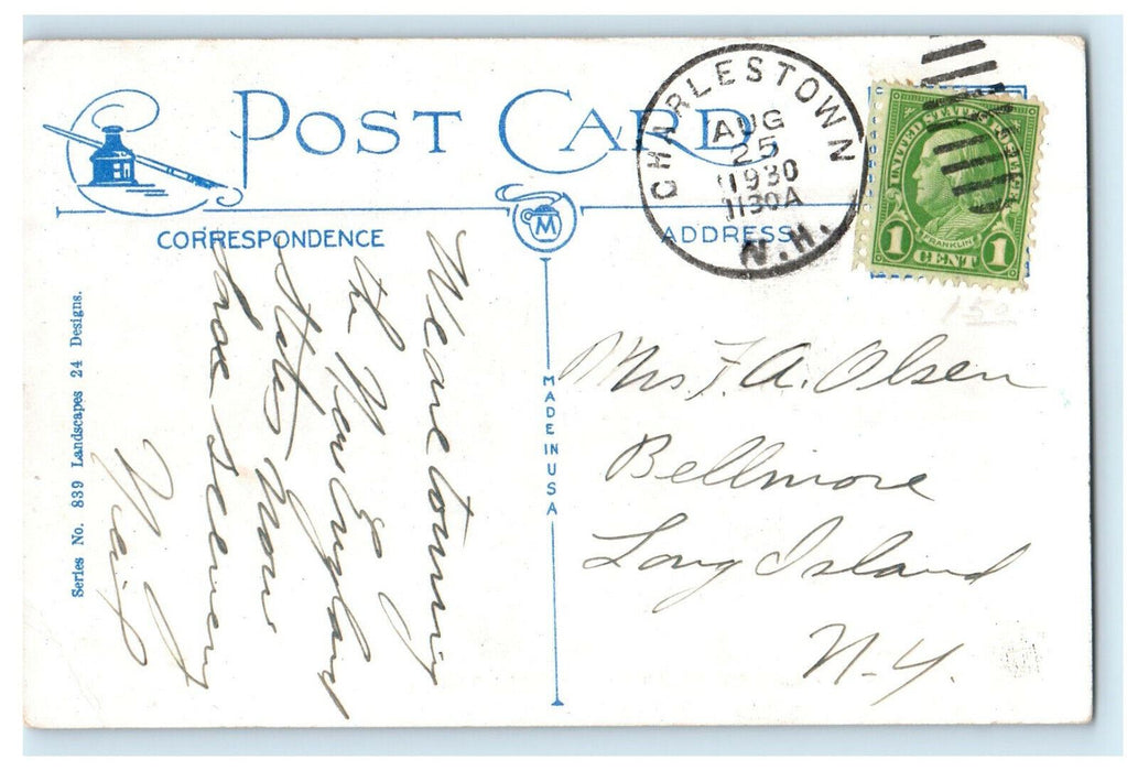 1930 Greetings from Charlestown New Hampshire NH Posted Postcard
