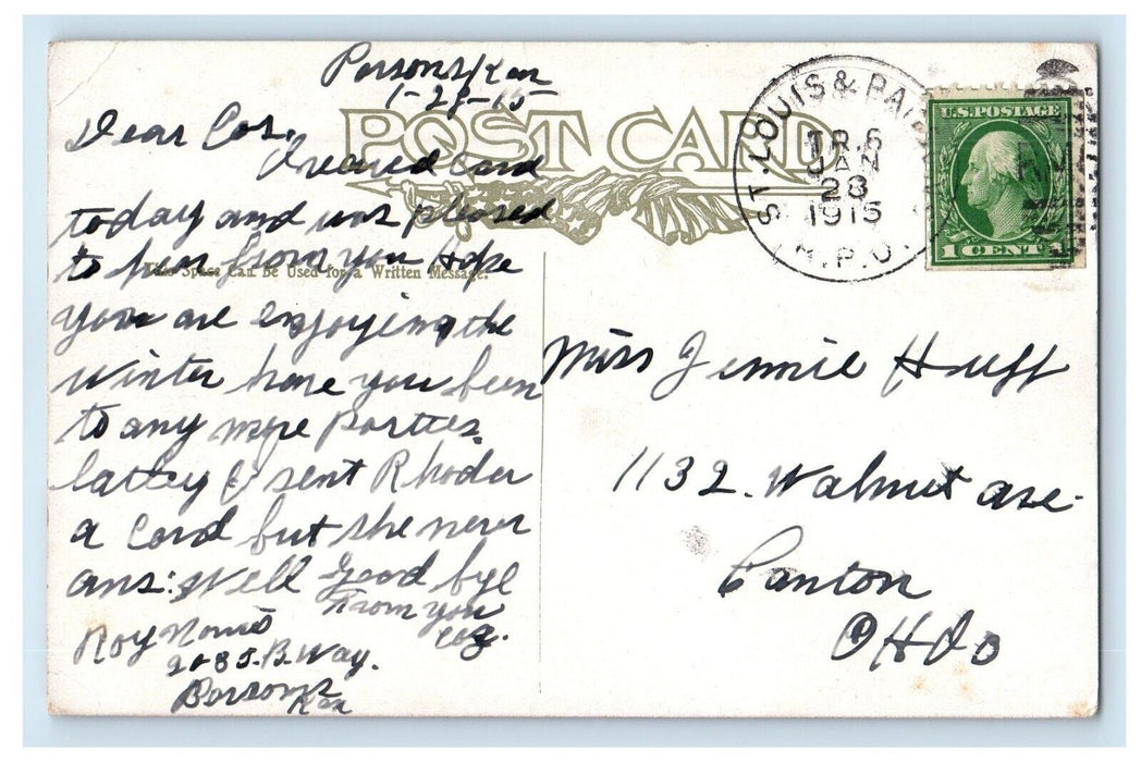 1915 View Of Carnegie Library Building Parsons Kansas KS Antique Postcard