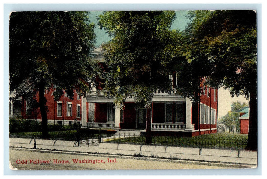 1914 Odd Fellows Home Washington Indiana IN Posted Antique Postcard