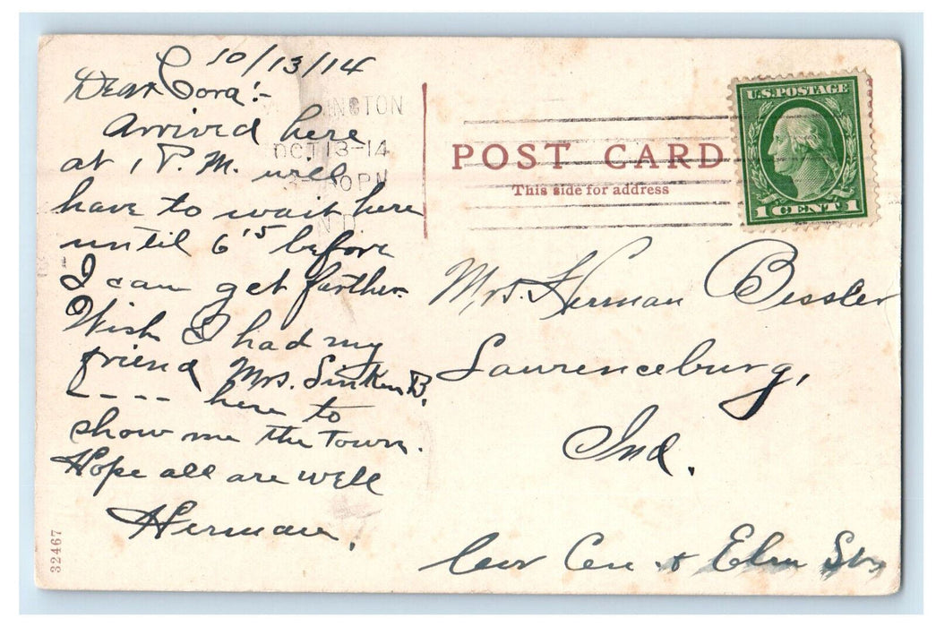 1914 Odd Fellows Home Washington Indiana IN Posted Antique Postcard