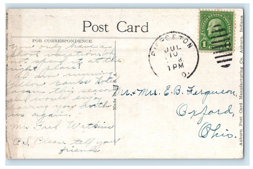 c1940s Cafeteria Yellow Banks Hotel Webster Lake Indiana IN Posted Postcard
