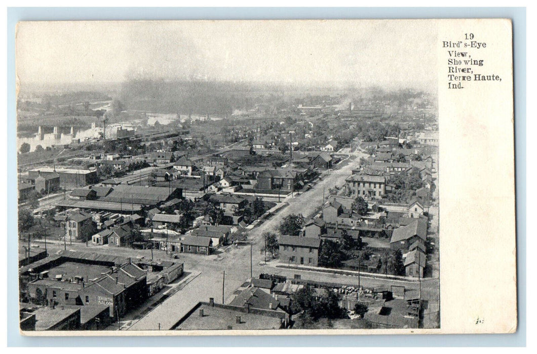 c1940s Bird's Eye View Showing River Terre Haute Indiana IN Unposted Postcard
