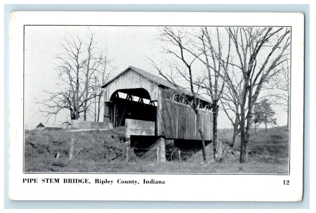 c1940s Pipe Stem Bridge Ripley County Indiana IN Vintage Unposted Postcard