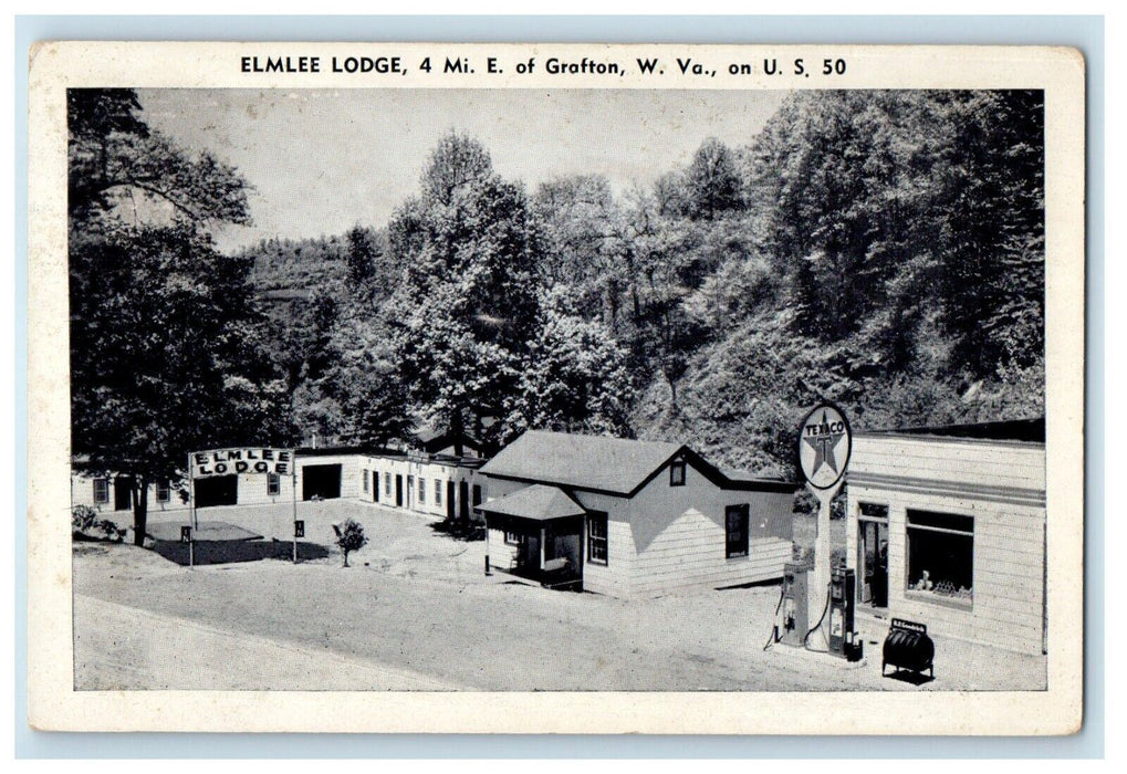 1952 Elmlee Lodge Texaco Gas Station Grafton West Virginia WV Vintage Postcard