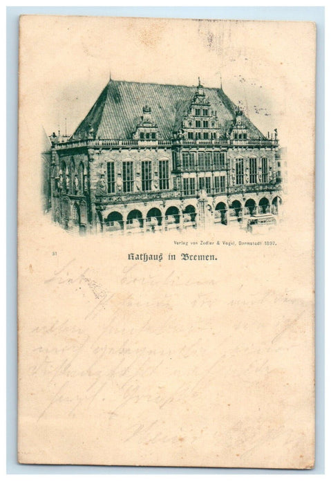 1898 Rathaus Bremen Germany Posted Antique Postcard