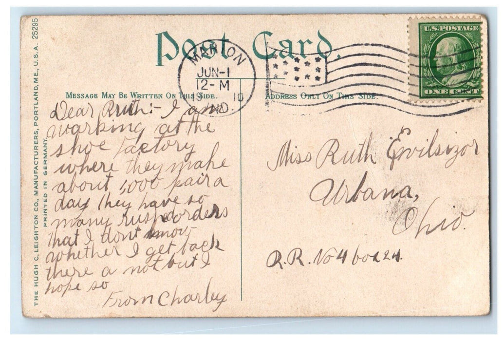 1910 Spencer House Building Horse Carriage Marion Indiana IN Antique Postcard