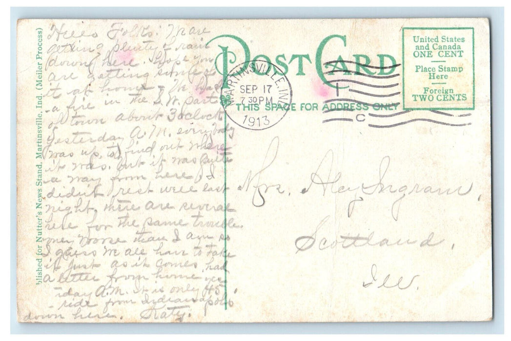 1913 Morgan County Court House, Martinsville Indiana IN Posted Postcard