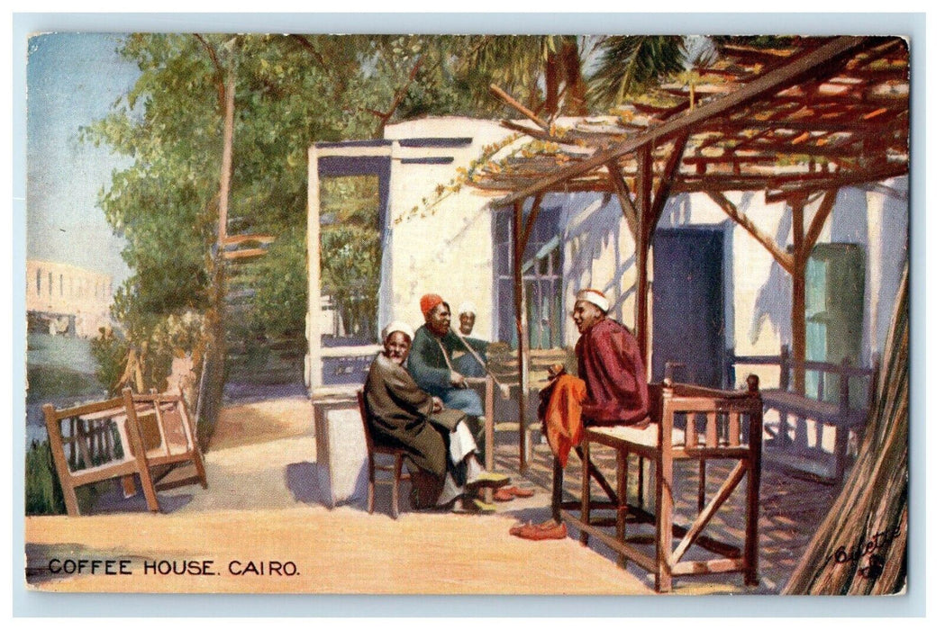 1908 Oriental Rug Advertising Oilette Tuck Coffee House Cairo Postcard