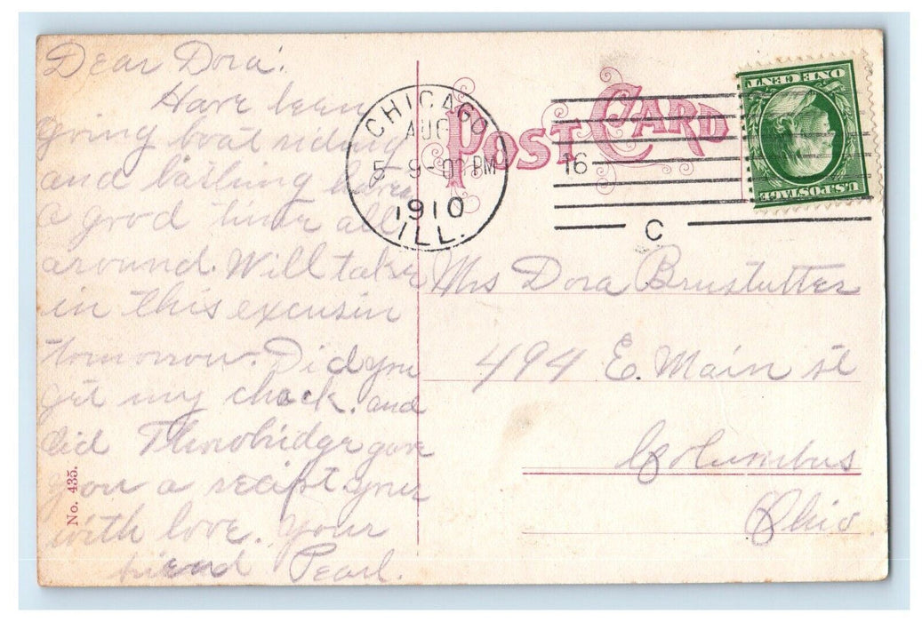 1910 S. S. United State Indiana Transportation Line Michigan Chicago IL Postcard