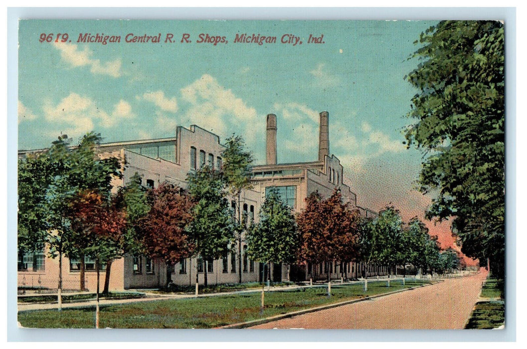 c1910 Michigan Central Railroad Shops Michigan City Indiana IN Postcard