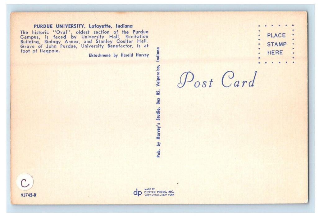 c1950s Historic Oval in Purdue Campus, Purdue University Lafayette IN Postcard