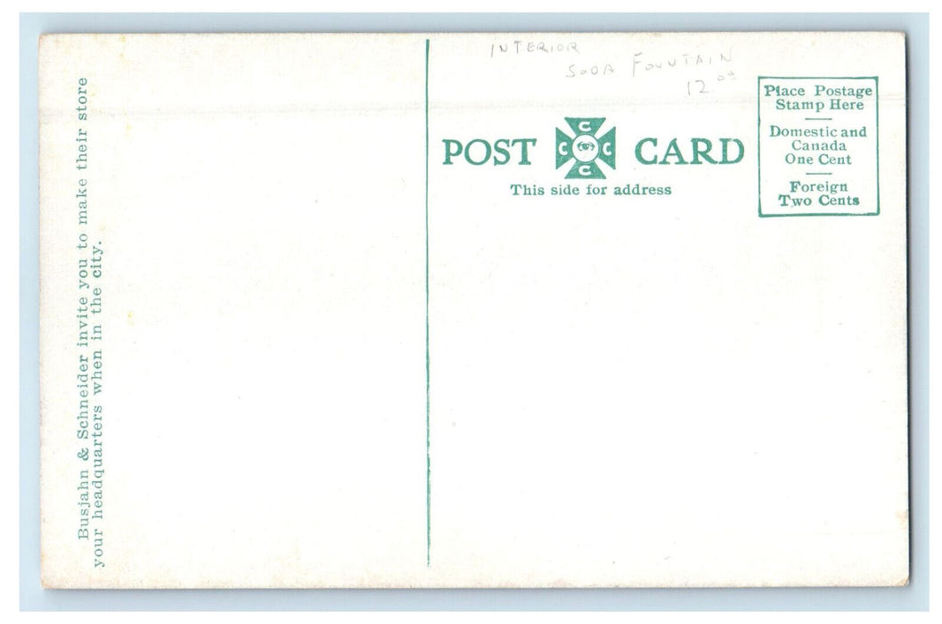 c1910 Interior Busjahn & Schneider 308-4th Street Logansport IN Postcard