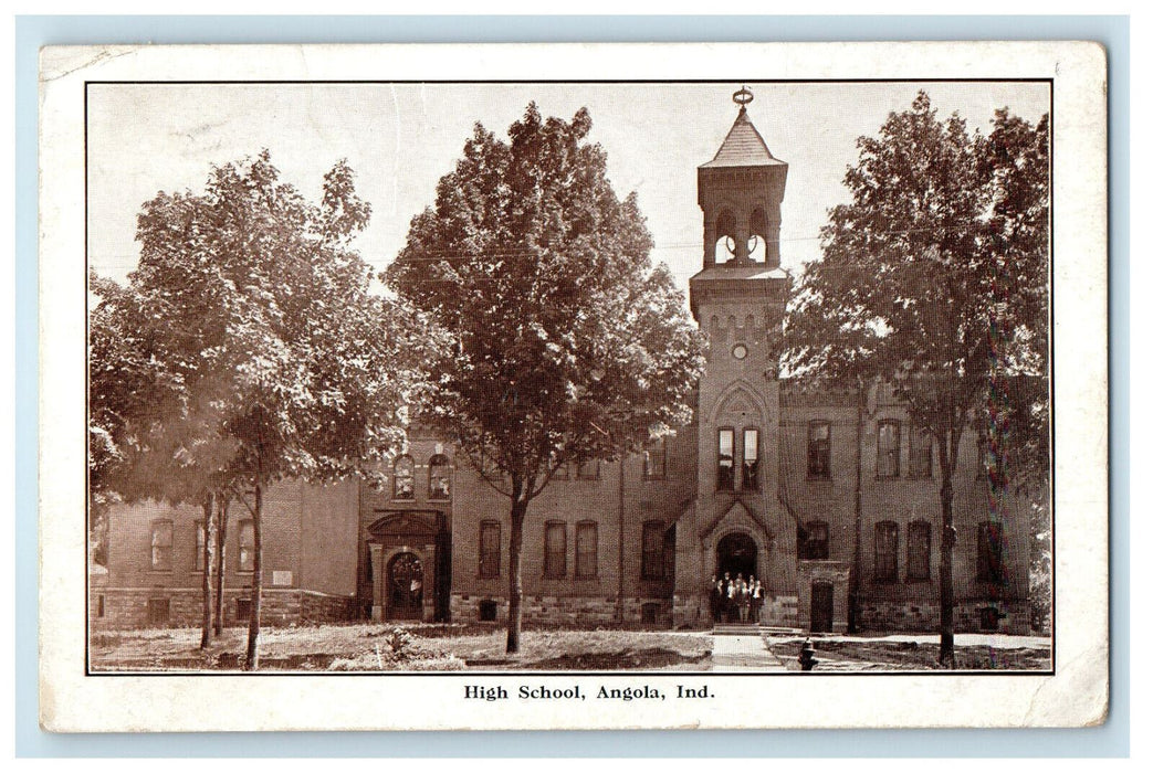 1919 High School Angola Indiana IN Posted Antique Advertising Postcard