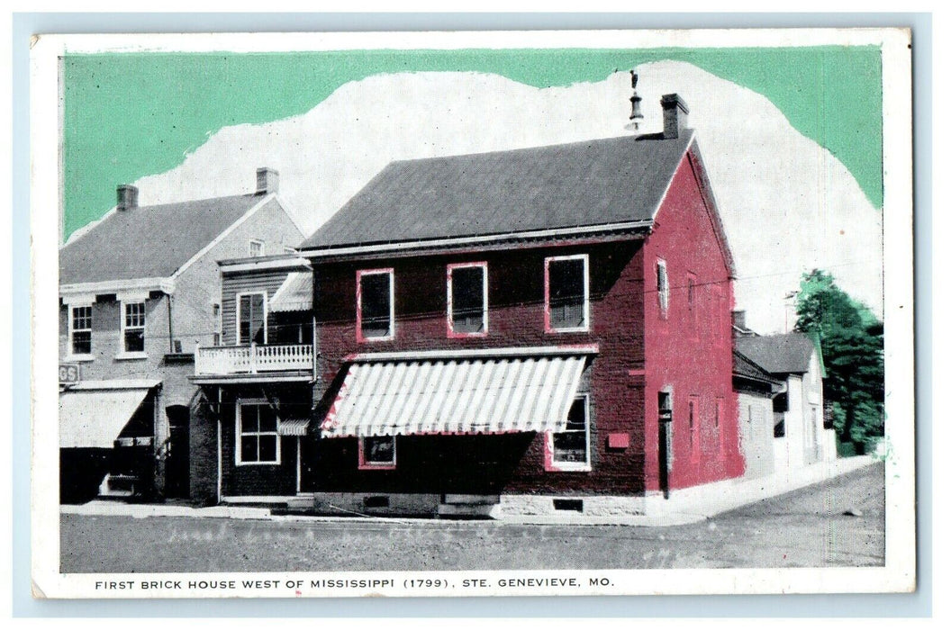 1944 First Brick House West Mississippi Ste. Genevieve Missouri MO Postcard