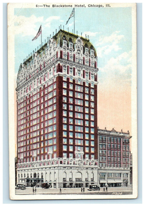 1923 The Blackstone Hotel, Chicago Illinois IL Posted Cancel Postcard