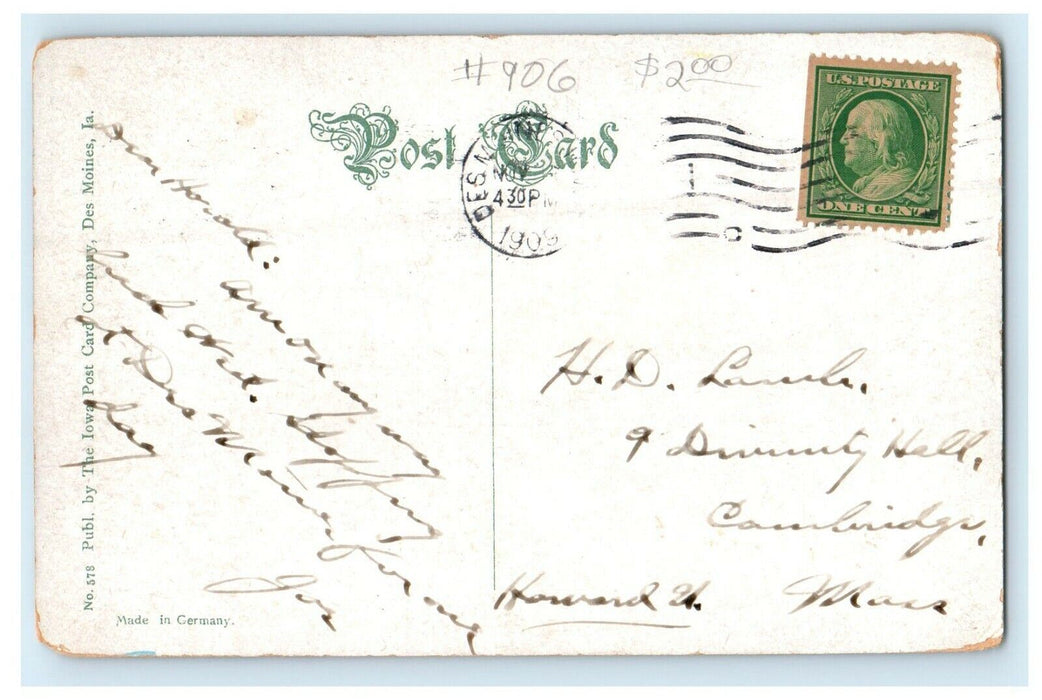 1909 Fleming Building Street View Des Moines Iowa IA Posted Antique Postcard
