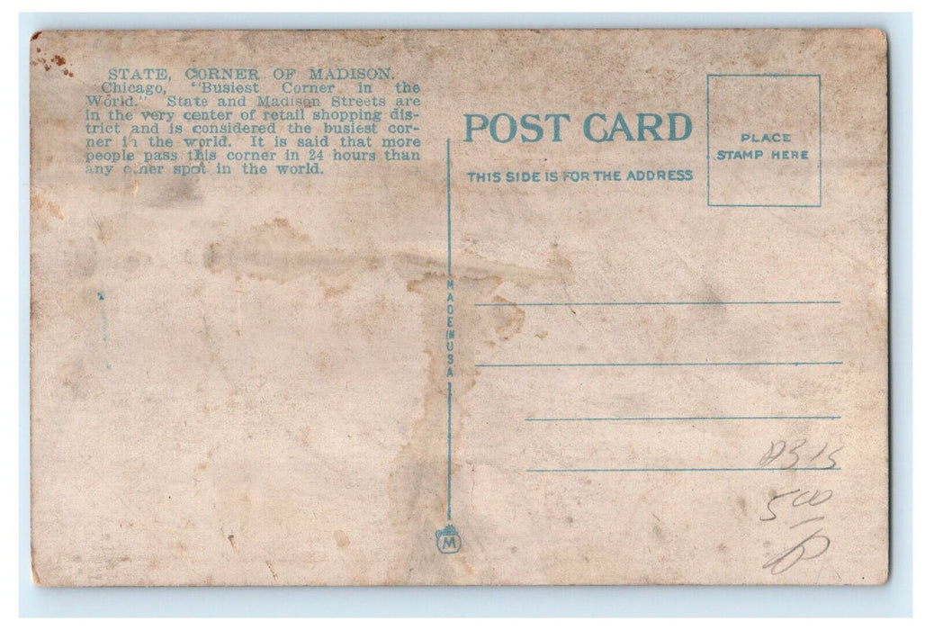 c1920s State St. From Madison St. Chicago Illinois IL Unposted Postcard