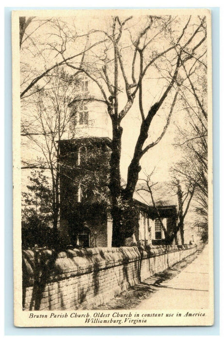 Bruton Parish Church Oldest America Williamsburg 1936 Harrisonburg Postcard