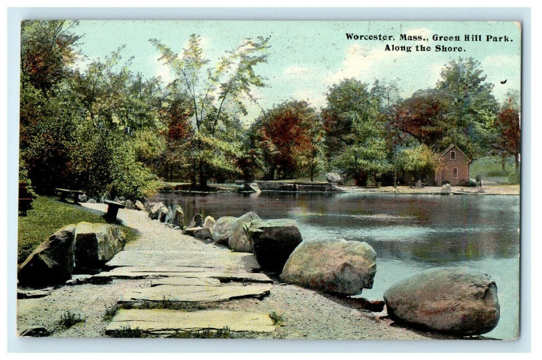 1910 Green Hill Park, Along The Shore, Worcester, Massachusetts MA Postcard