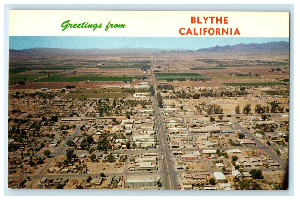 Greetings From Blythe California CA Palo Verde Valley Aerial View Postcard