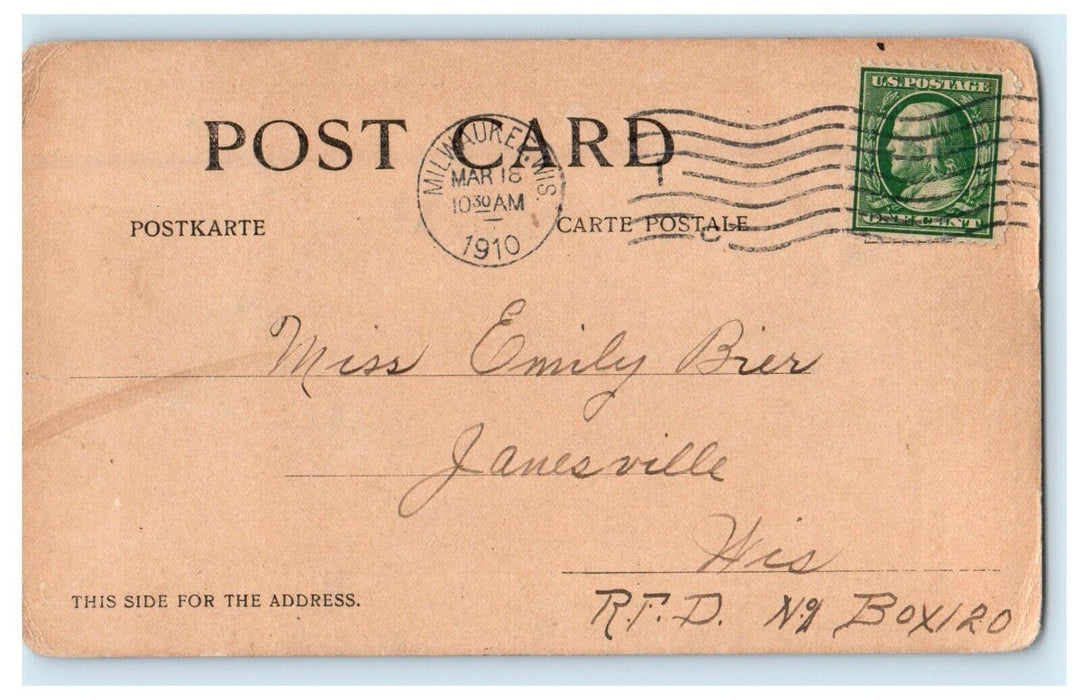 1910 Greetings From Milwaukee Gruss Aus WI, Saint Joseph Church Kirche Postcard