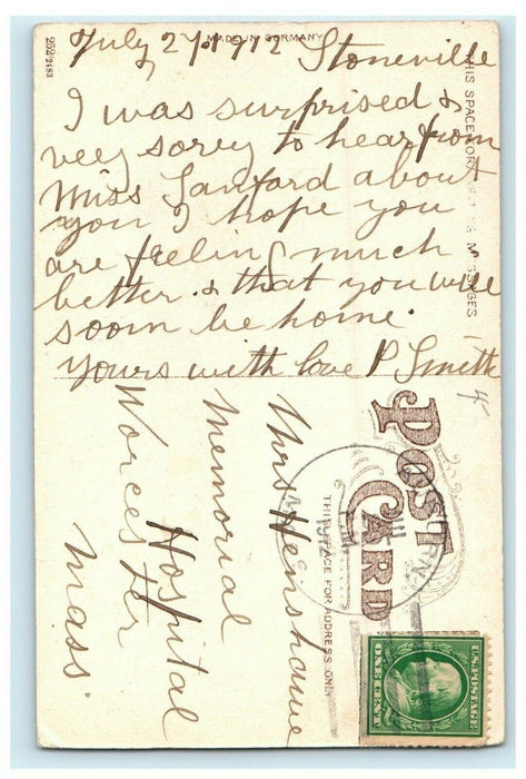1912 First Baptist Church, Main Street Worcester Massachusetts MA Postcard