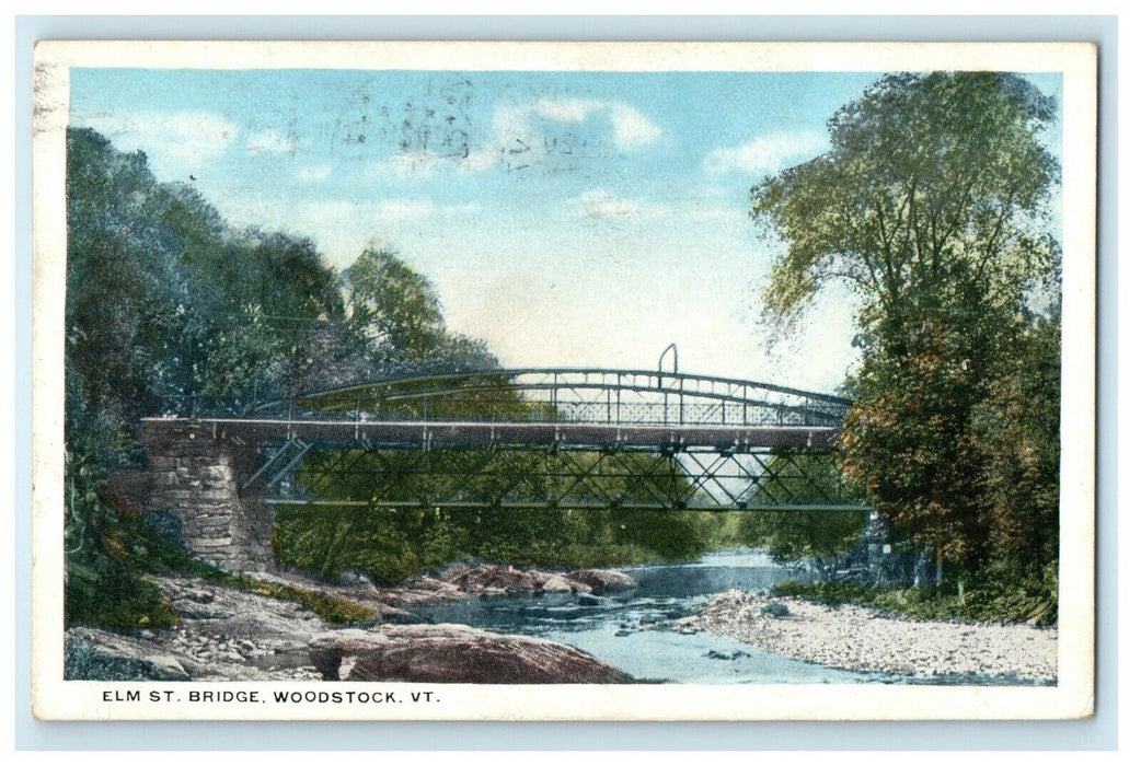 1922 Elm St. Bridge, Woodstock Vermont VT Posted Vintage Postcard