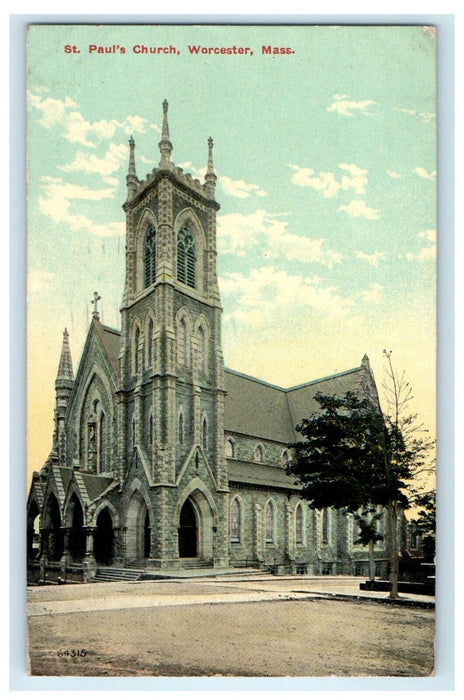 1914 St Paul's Church, Worcester Massachusetts MA  Posted Postcard