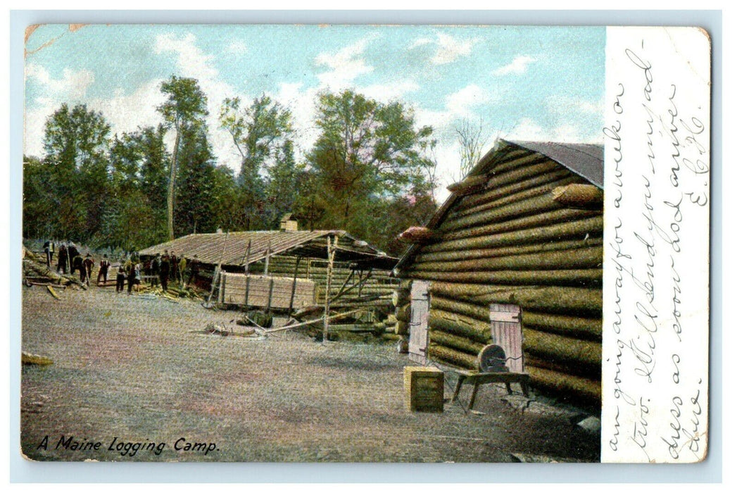 1906 People Scene, A Maine Lodging Camp, Maine ME Antique Posted Postcard