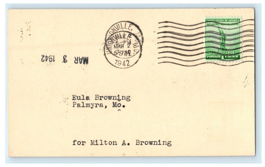 1942 United Mutual Aid Association Payment Unionville MO Advertising Postcard