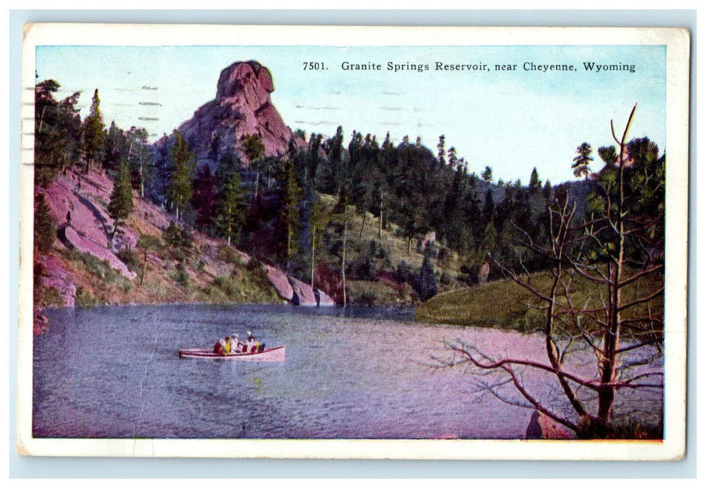 1938 Granite Springs Reservoir Near Cheyenne Wyoming WY Posted Postcard