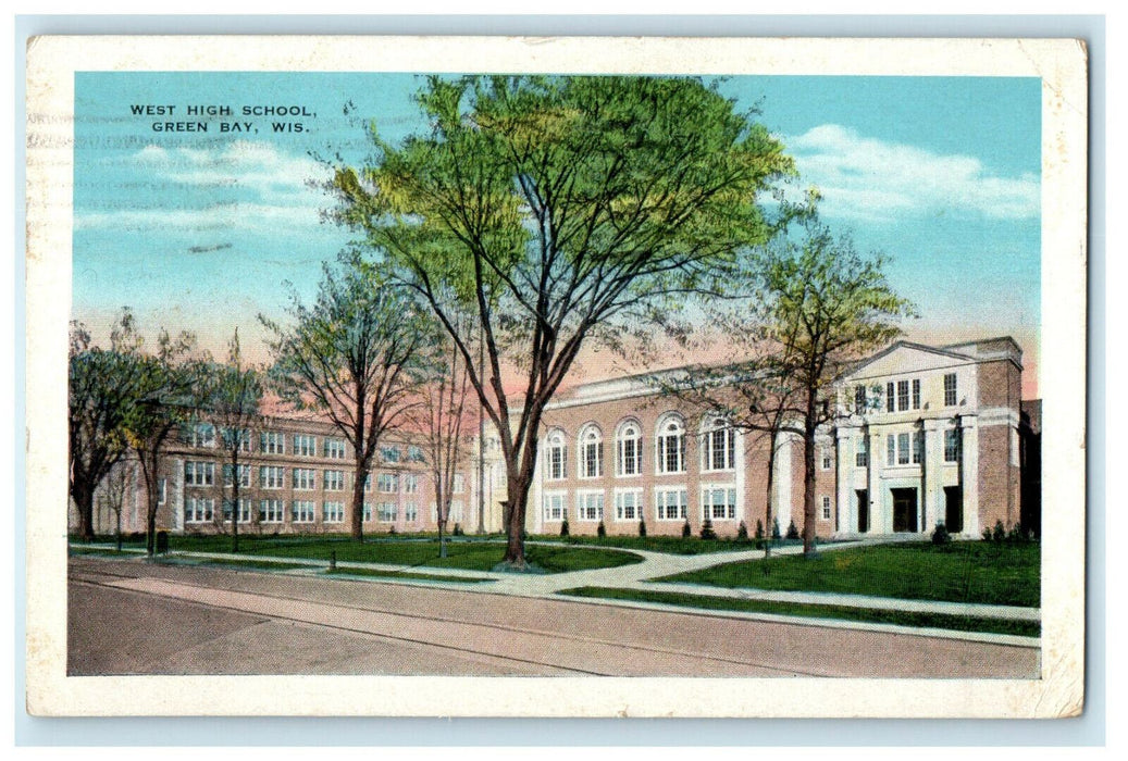 1932 West High School Green Bay, Wisconsin WI Posted Vintage Postcard