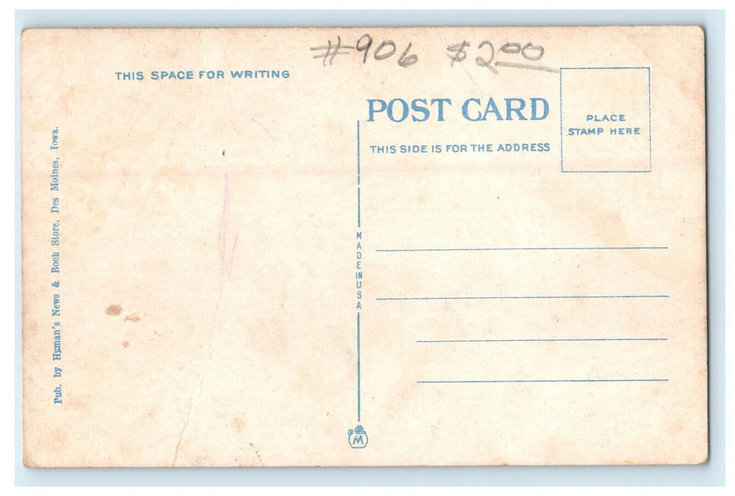 c1920s Cars Scene, Union Station Des Moines Iowa IA Unposted Postcard