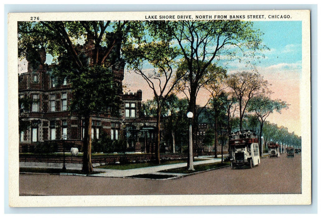 c1920s Lake Shore Drive North From Banks Street Illinois IL Unposted Postcard