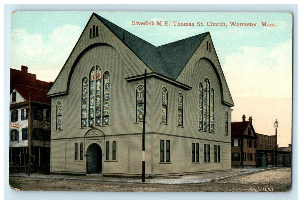 1909 Swedish ME Thomas Street Church, Worcester, Massachusetts MA Postcard