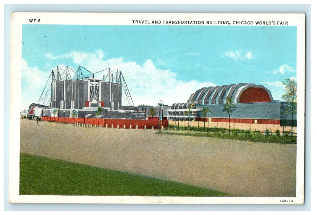1933 Travel and Transportation Building, Chicago World's Fair Cancel Postcard