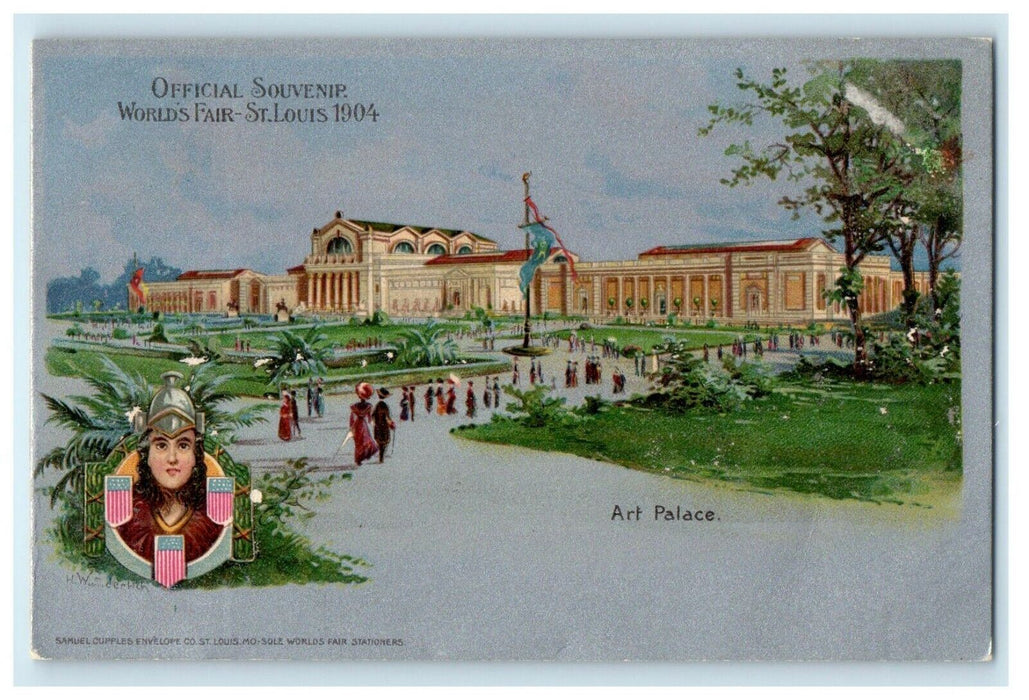 1904 Official Souvenir World's Fair St. Louis Art Palace Antique Postcard