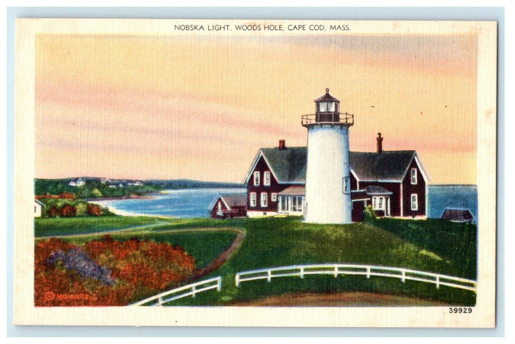 1930 Nobska Light, Woods Hole Massachusetts MA Antique Unposted Postcard