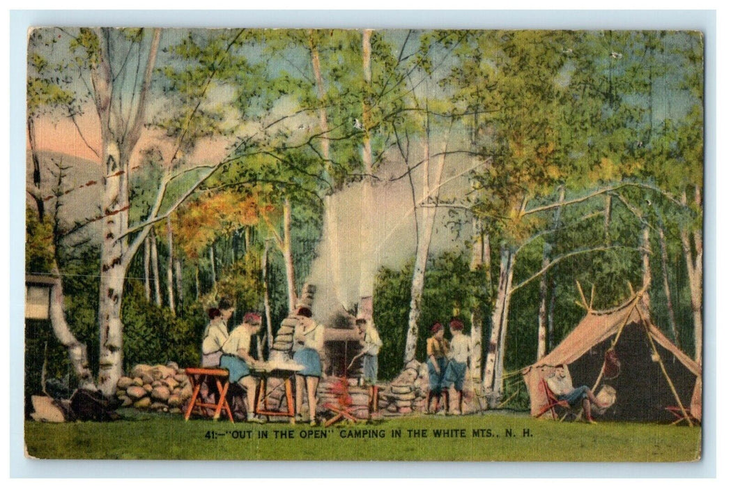 c1910's Out In The Open Camping White Mountains New Hampshire NH Postcard
