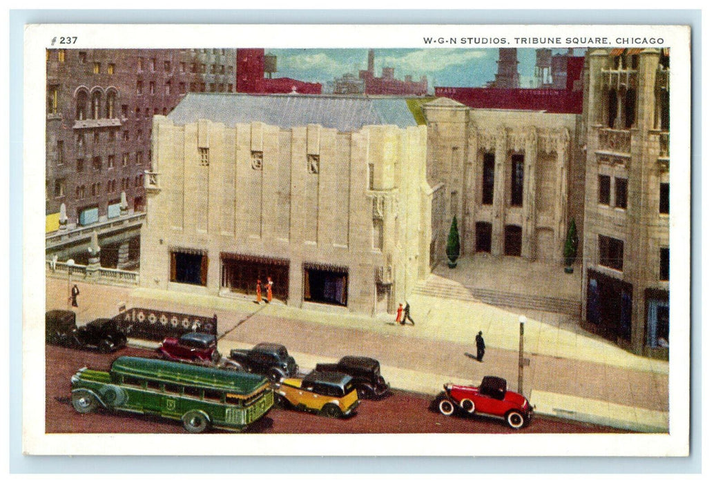c1920s WGN Studios Tribune Square Chicago Illinois IL Unposted Postcard