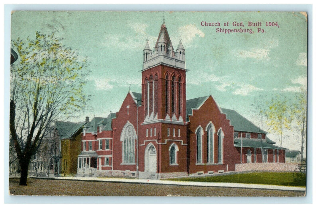 1911 Church of God Built 1904 Shippensburg Pennsylvania PA Harris RPO Postcard