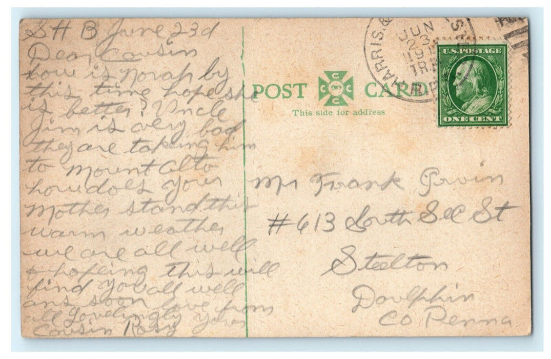 1911 Church of God Built 1904 Shippensburg Pennsylvania PA Harris RPO Postcard