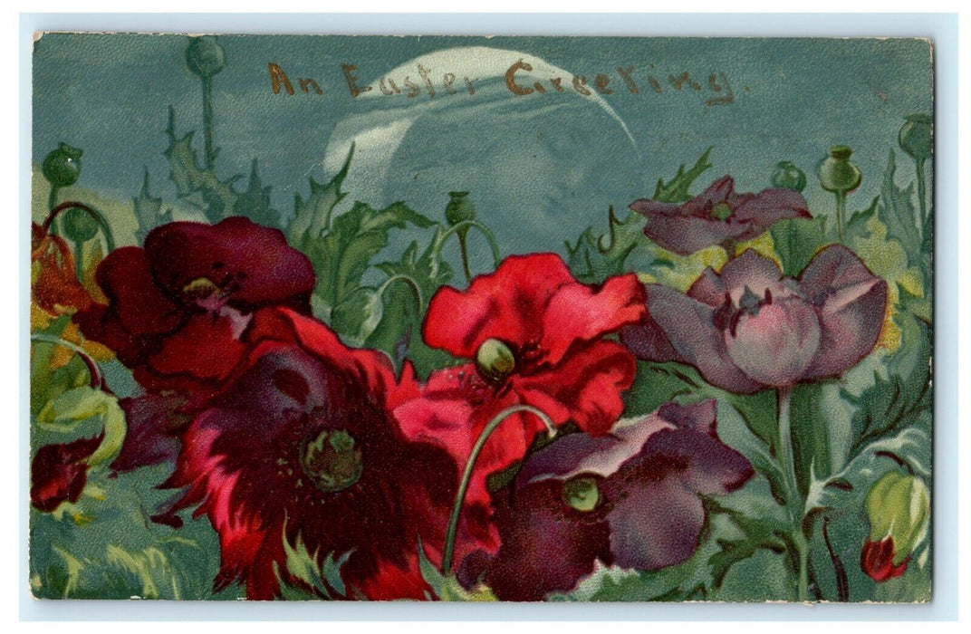 Rare Unique Double Sided Error Misprint Easter Flower Antique Postcard