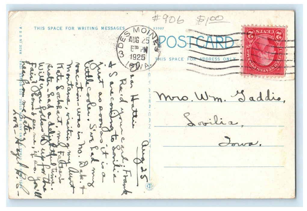 1925 Mercy Hospital Des Moines Iowa IA Vintage Posted Postcard
